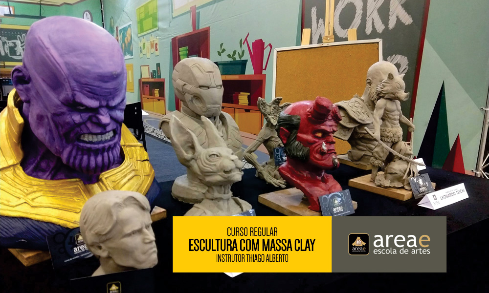 Curso de escultura com massa clay.